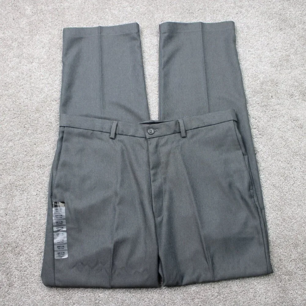 Haggar‎ Pants NWT Mens 36x34 Gray Cool 18 Classic Fit Flat Front Non-Iron Flex